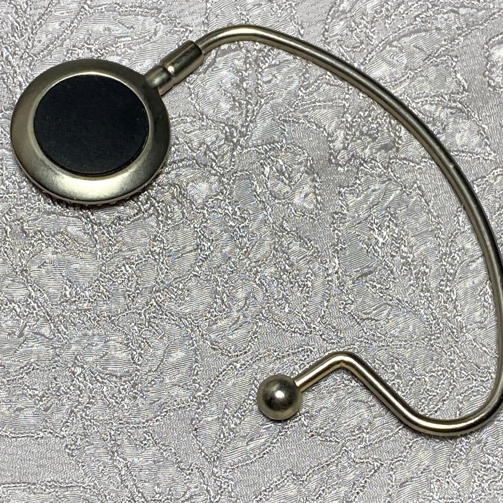Elegant Silver and Black Purse Hook With Black Stones and Rhinestones - Picture 5 of 5